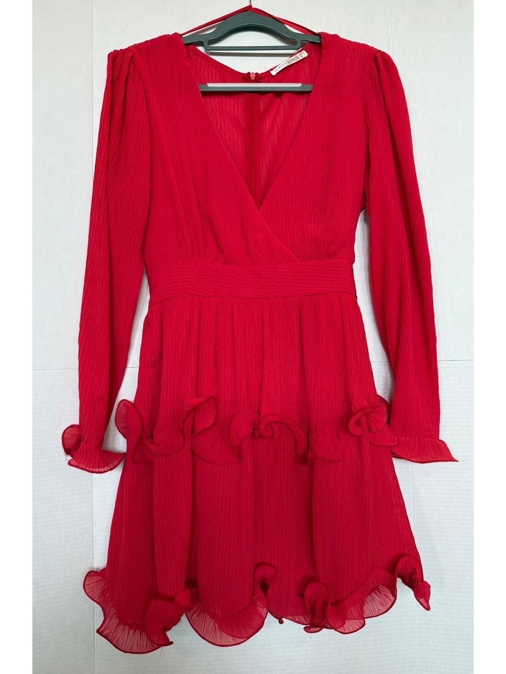 Saints + Secrets Red Long Sleeve Ruffle Dress Size L